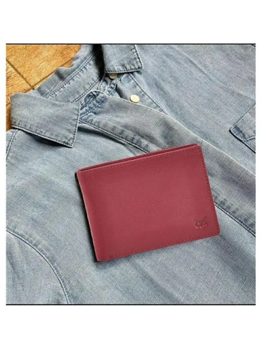 Real Leather Men's Bi fold Wallet RFID Blocking Slim Carry Bag Pocket Thin RED